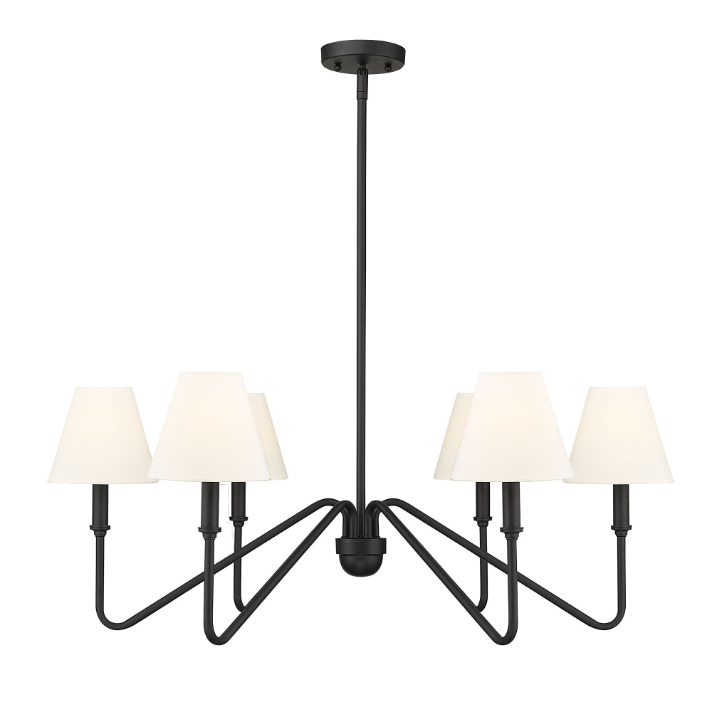 Yep by Golden Lighting Kennedy 6-light Chandelier in Natural Black and Ivory Linen shade